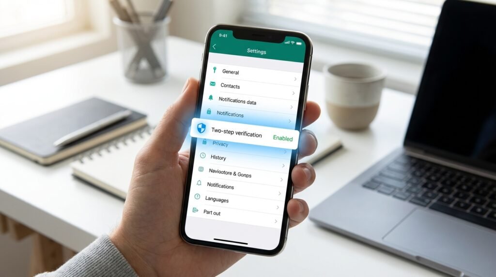 إعدادات الأمان في واتساب أفضل إعدادات الأمان في واتساب لحماية حسابك من الاختراق والحظر نهائيًا (دليل 2026) تفعيل التحقق بخطوتين ضمن إعدادات الأمان في واتساب
