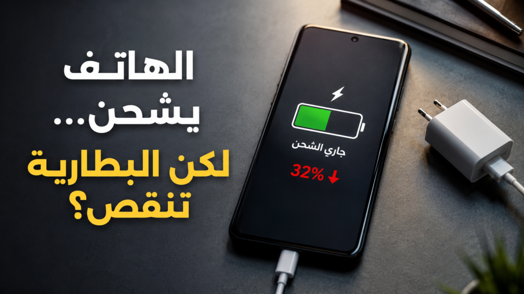 الهاتف موصول بالشاحن لكن البطارية تنقص