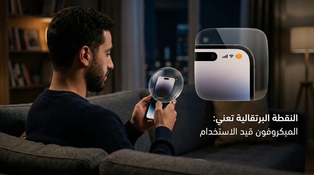 النقطة البرتقالية تعني
الميكروفون قيد الاستخدام